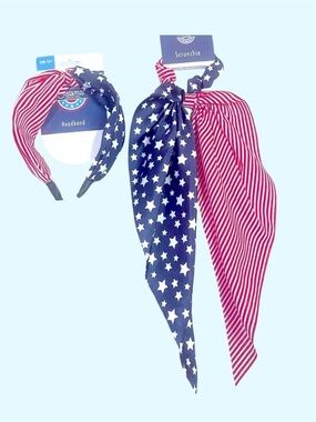Patriotic Head / Hair Band ~ Scrunchie Ribbon 4th of July Red White Blue NEW NWT